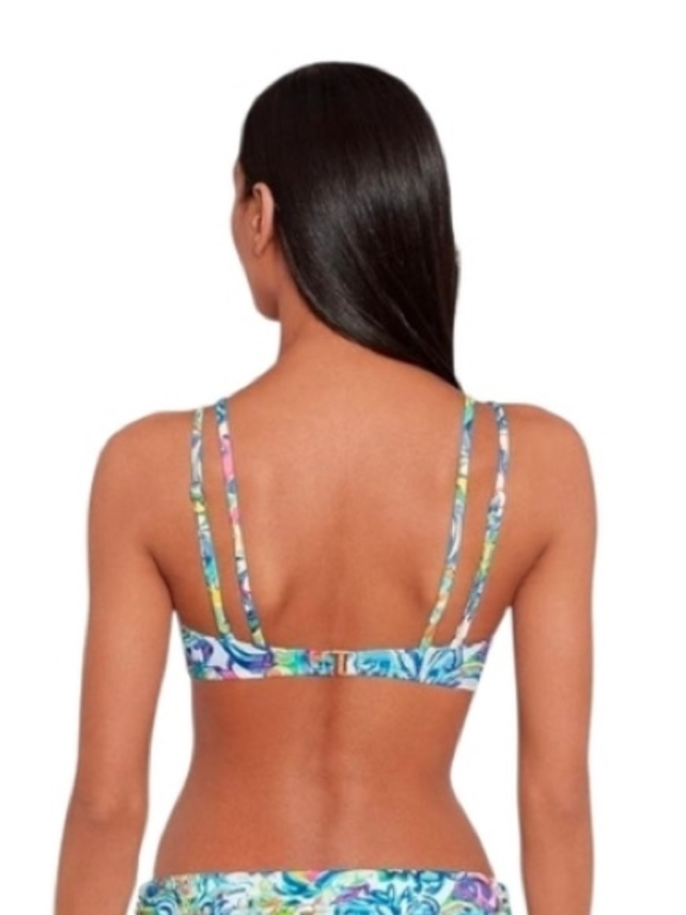 Lauren Ralph Lauren Blue Multi Floral Bikini Top Underwire Size 6 NWT Resort - Picture 2 of 9